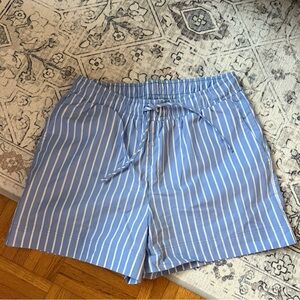 Mavi Blue and White Striped High Waist Shorts